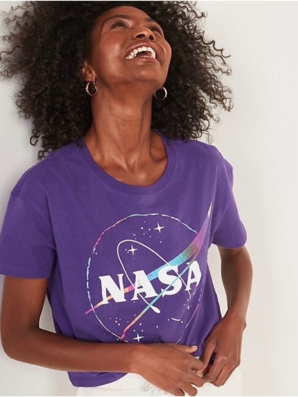 NASA Women’s Purple Cropped Graphic T-Shirt